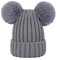 Damen Unisex Mütze Strickmütze Fellbommel Bommel Strick Mütze Winter-Mütze Bommelmütze mit 2 Bommeln (Grau,M: 36-60cm)