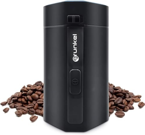 Grunkel Elektrische Kaffeemühle MO-150R mit Kapazität von 50 g, Edelstahlklingen, geeignet für Trockenfrüchte und Gewürze, Schwarz