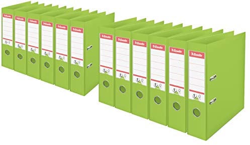 Esselte 10er Pack Plastik Ordner Standard, DIN A4 (12 Ordner | Breit, Maigrün)