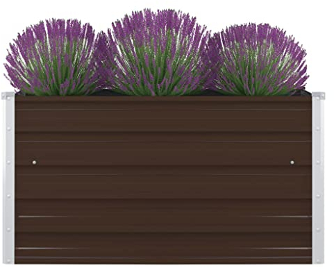 vidaXL Hochbeet Gartenbeet Gemüsebeet Pflanzbeet Pflanzkasten Blumenbeet Blumenkasten Frühbeet Garten 100x100x45cm Verzinkter Stahl Braun