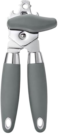 Can Opener Manual, TJ POP Heavy Duty Tin Opener for Arthritic Hands, UK Can Openers That Work with Stainless Steel Sharp Blade, Smooth Edge Non-Slip Handles (Grey)
