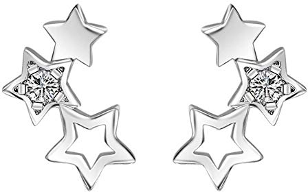 N-brand Pulabo, orecchini da donna placcati in argento, a forma di stella cava, ideale come regalo, molto pratico e popolare