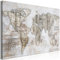 decomonkey Bilder Weltkarte 120x80 cm 1 Teilig Leinwandbilder Bild auf Leinwand Vlies Wandbild Kunstdruck Wanddeko Wand Wohnzimmer Wanddekoration Deko Kontinent Vintage