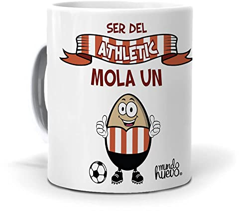 Taza Athletic para Niños | Ser del Athletic Mola un Huevo | Accesorio para Hinchas | Regalos Únicos para Fanáticos del Fútbol | Taza de Té Aupa Athletic | Cerámica Calidad AAA | Capacidad 350 ML