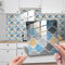 25pcs Kitchen Bathroom Wall Tile Stickers, Hiser Square Marble Mosaic Scales Style Waterproof Decals Sticker for Kitchen Living Room Bathroom Home DIY Decor Self-Adhesive (Blue beige,15x15cm)