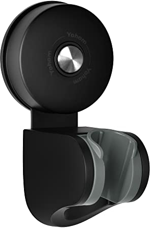 YOHOM Duschkopfhalterung Saugnapf Duschhalterung für Duschkopf Bad Handbrause Halterung mit 4 Winkel Saugnapf Brausehalter Verstellbar Vakuum Duschkopfhalter Ohne Bohren Edelstahl Matt Schwarz