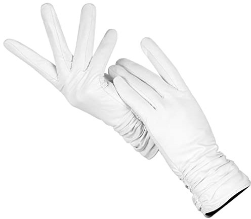 Fashion Comfort Weiße Handschuhe High-End Schaffell Lederhandschuhe Winter Kalt und Warm Weiß Handschuhe
