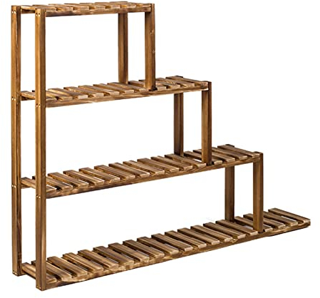 WYFZT Blumentreppe aus Holz Pflanzentreppe Pflanzenregal Blumenregal 4 Tiere - Hoher stabil Leiterregal Pflanzenständer Blumenständer Innen Außen Garten Patio-Garten-Balkon-Display-Regale