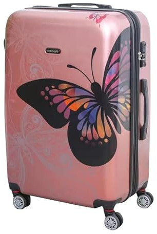 CELIMS - Koffer aus Polycarbonat | Großer Koffer 75cm | Großer Koffer 4 Räder Leicht | Großer Koffer | Roségold