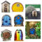 Cisolen Lot de 6 portes de fée miniatures en bois pour arbre, jardin, décoration pour arbres, cour, maison de poupée