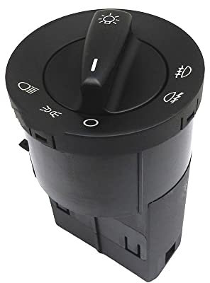 GMHB per V&W Passat B5 B5.5 Golf Jetta Bora Mk4 Polo 9N 9N3 3B0941531 Chrome Faro Interruttore di Controllo della Luce di Nebbia Manopola Interruttore fari Auto (Colore : Nero)