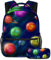 Space Planets Schulranzen-Set für Teenager, Mädchen, Jungen, Kinder, Studenten, Büchertasche, Rucksack mit Federmäppchen, für Primär-Sekundär-Junior