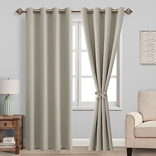 JIUZHEN Vorhang Blickdicht mit Raffhalter Thermogardine Verdunklungsvorhänge Thermo Gardinen Wohnzimmer Hitzeschutz, Taupe, 2 Stück, 260x140cm(HxB)