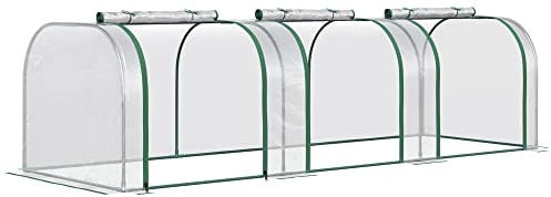 Outsunny Invernadero de Jardín 295x100x80 cm Invernadero de Exterior con Puertas y Marco de Acero para Cultivo de Plantas Tomates en Patio Terraza Transparente