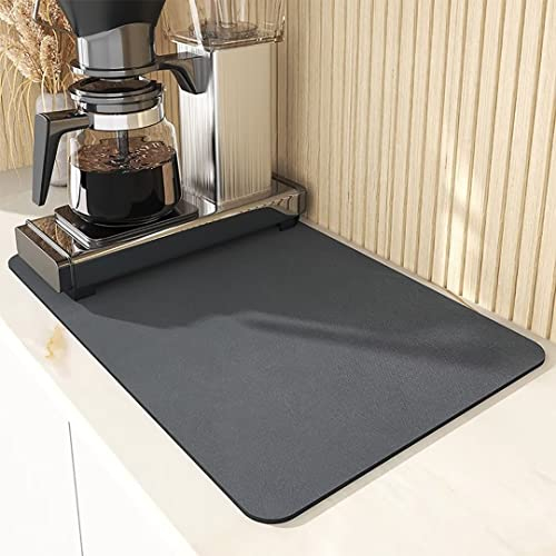 Hovoto Abtropfmatte Geschirr, Abtropfmatte Spüle, Abtropfmatte Geschirr Silikon, Kaffeemaschine Abtropfmatte, Saugstarke Trockenmatte für Küche, Theke, Bar, grau, 40 * 60cm