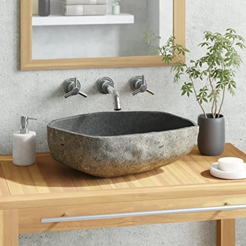 INLIFE Lavabo de piedra de río ovalada 45-53 cm, 32 kg, 242668