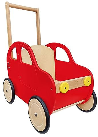 Erst-Holz Lauflernwagen rotes Auto Teddytransporter Holzauto Puppenwagen 95-003