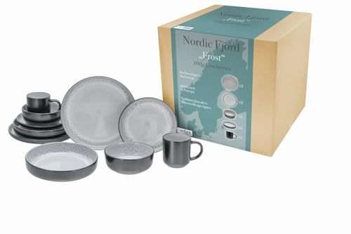 CreaTable, 21518, Serie Nordic Fjord, 10-teiliges Geschirrset, Kombiservice aus Steinzeug, spülmaschinen- und mikrowellengeeignet, Qualitätsproduktion