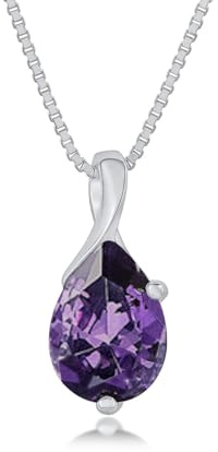 DANIEL CLIFFORD „Violette“ Damen Halskette Silber 925 Anhänger Kristall lila, 45cm filigrane Silberkette Kristallanhänger dünne Kette Stein violett