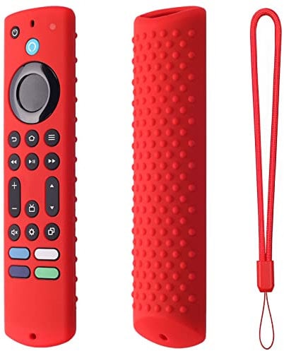 Hi Color Custodia in silicone compatibile con Fire Stick 4K Max 2023 Fire TV Stick 4k Max 2a generazione, Toshiba/Insignia NS-RCFNA-21 Custodia in silicone con cordino (rosso)