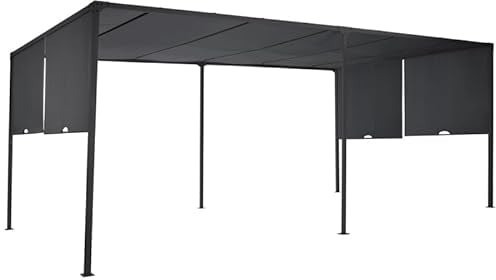 IDMarket - Pergola coulissante 2 pans 3x6 M belvédère de Jardin Toile Gris Anthracite