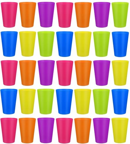 KAHEIGN 36Pcs Plastikbecher Wiederverwendbare Becher, 250ml Trinkbecher für Kinder, 6 Farben Bunt Campingbecher Set ideal für Küche, Partys im Freien, Picknick, Grillabende, Reisen und mehr