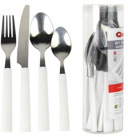 Lentz 16-tlg. Besteckset Campingbesteck Gartenbesteck für 4 Personen (Weiß)