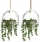 Funvalley Surperfect Hanging Plant Artificial Succulents,2pcs Faux String of Pearls Plants in Pot with 8.3Inch Lanyard for Indoor Outdoor Wall Decor