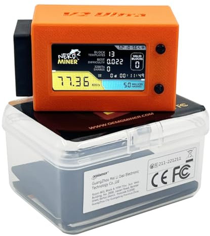 NerdMiner V2 Ultra 78KH/S T Display S3 Bitcoin Miner mit niedrigem Energieverbrauch Crypto Nerdminer mit Fan Happy Miner Win 6.25 BTC (Orange)