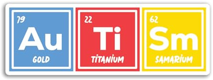 2 x 10 cm Autismus chemische Elemente Vinyl-Aufkleber – Autistisches Bewusstsein Aufkleber Wissenschaft Wissenschaftler Periodensystem Chemie Aufkleber #81967