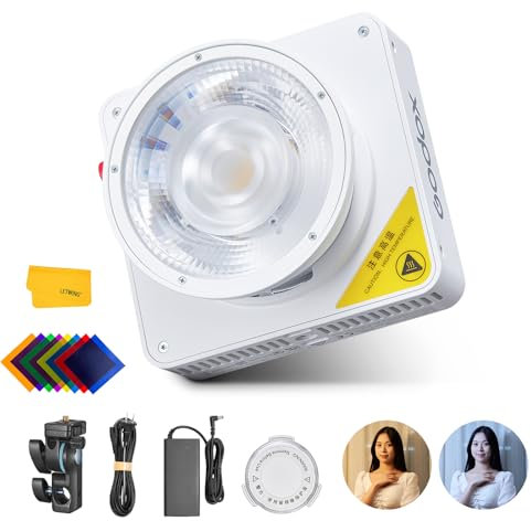 Godox ML100Bi Lumière Vidéo LED, 100W d'éclairage Vidéo Bicolore Portable, CRI 97+/TLCI 98+, 0%-100% de Luminosité & 2800-6500K, pour Streaming en Direct/Photographie en Extérieur et Extérieur