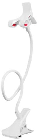 Supporto per telefono da letto – Supporto a clip per tavolo da ufficio, supporto per telefono a braccio pigro in ABS | Supporto per telefono a collo di cigno regolabile in metallo a 360 gradi,