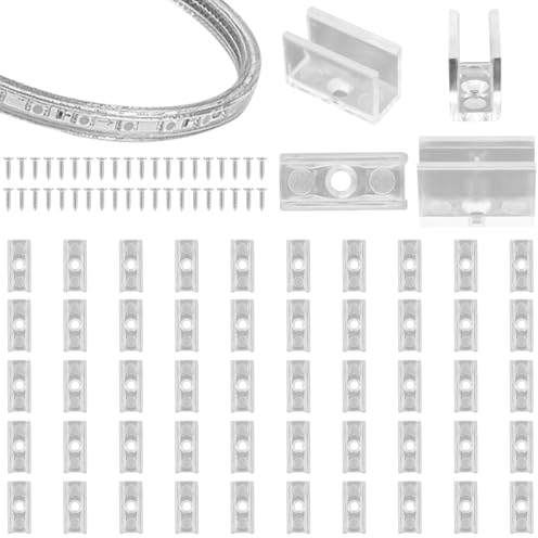 PEUTIER 50stk Neon-Lichterschlauch-Montagehalterungen, LED-Lichterschlauchhalter Lichtschlauchclips mit 50 Schrauben für 6x12mm LED-Neon-Flexstreifenbeleuchtung