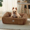 CareCooo Flauschiges Hundebett Kleine Hunde, Waschbar Abnehmbar, Rechteckig, rutschfest & Komfortabel, Hundekörbchen, Hundekissen für Welpen, Braun, S(50x48x15cm)