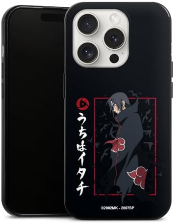 Slim Case extra dünn kompatibel mit Apple iPhone 15 Pro Silikon Handyhülle schwarz Hülle Itachi Uchiha Offizielles Lizenzprodukt Naruto Shippuden