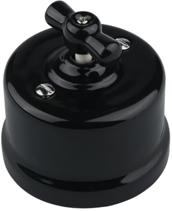 Interruttore Rotativo per Impianti a Vista, 250 V. Colore: Nero (ø 65mm h 40mm)
