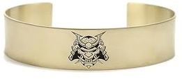 Japanisches Samurai-Armband - Graviertes Samurai-Armband - 14k Gold Samurai-Armband - Offenes Armband - Geschenk für ihn