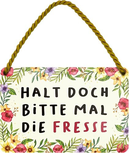 schilderkreis24 Blechschild 18x12cm – „Halt doch bitte mal die Fresse“ – Freche & humorvolle Wanddeko für Büro, Partykeller & Zuhause