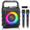 Karaoke Machine with Upgraded 6.5 Subwoofer, Portable Bluetooth 5.3 Karaoke Speaker with 2 Wireless Microphones, PA System with Echo Adjustment For Home Parties, Support TV/USB/TF Card/AUX/REC