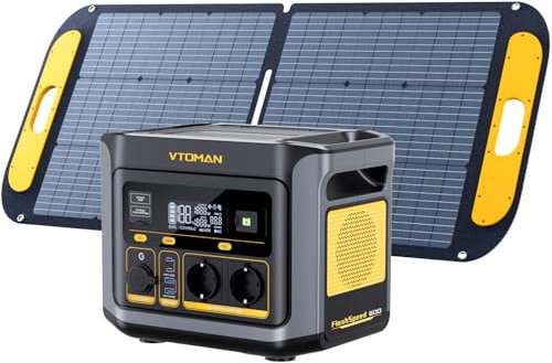 VTOMAN FlashSpeed 600 Estación de Energía Portátil con Panel Solar 110W - 499Wh/600W(1200W Pico) Generador Solar con Batería LiFePO4, 80% Carga Rápida en 1H, Capacidad Ampliable para Camping, Fiestas