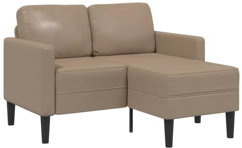 vidaXL 2-Sitzer-Sofa mit Chaiselongue L-Form Cappuccino-Braun 125 cm, 2-Sitzer-Sofa für Schlafzimmer, Zweisitzer-Couch, 2-Sitzer-Sofa L-Form