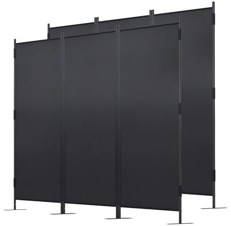 3 Panel Room Divider Set of 2, Foldable Freestanding Screens, 7 FT Folding Privacy Screen, Movable Paravent Partition Separator for Living Room, Bedroom, Office, Garden (223 x 184cm, Black)