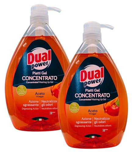 2x Detersivo Piatti Gel Concentrato ACETO Ad Elevato Potere Sgrassante, Ideale Per Stoviglie Incrostate. Azione Anti Odore, Dispenser 1000ml
