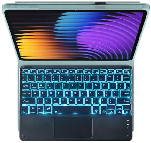 SCIMIN Custodia Smart Cover Tastiera Bluetooth Wireless per Xiaomi Pad 7 | Xiaomi Pad 7 Pro | Xiaomi Poco Pad X1 (11.2 pollici), Tastiera Retroilluminata | Touch Mouse
