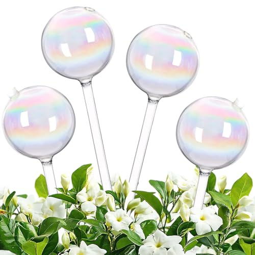 Bewässerungskugeln Glas, 4 Stück Automatische Pflanzenbewässerung für Zimmerpflanzen, Garten, Blumen Bewässerung, Bewässerungssystem Topf, Wasserspender Pflanzen, Bewässerung Zimmerpflanzen (Runde)