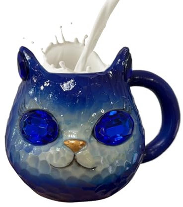 Tazza Da Cereali Per La Colazione - Tazze Vino Gatti 100 Ml Resina Cristalli Geodi Multicolore | Drinkware Con Manico Ergonomico Per Cocktail Succhi Latte Vino Whisky