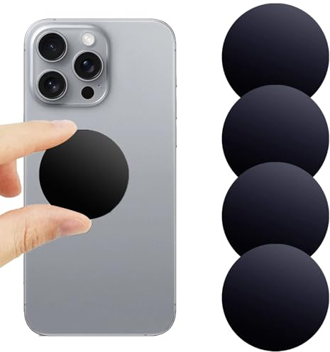 Hao Zhu 3M Adhesive 4 Packs Thin Metal Plate For Magnetic Car Phone Holder,Replacement Accessory Kit,for Phone Magnetic Car Holder,（Round）