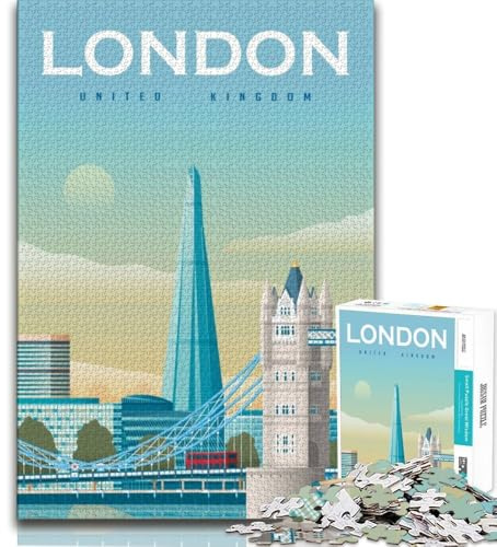 Jigsaw Puzzles for Adults 1000 Jigsaws United Kingdom London City,Challenging Game And Family Play Educational Game for Birthday,Chrismas (38x26cm)