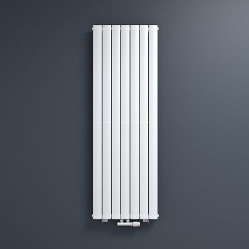 Mai & Mai Radiateur de salle de bain plat - 160 x 54 cm - Blanc - Raccord central - Radiateur vertical - Chauffage de salle de bain - Simple couche - En acier