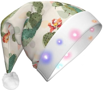 SDEGTHO Niedliche Kaktus-Mütze mit blinkenden LED-Lichtern, für Erwachsene